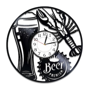 Beer Clock, Crayfish SVG, Bar SVG, Vector Laser Cut, Instant Digital Download, CNC Projects, Glowforge Designs, Vinyl Record Clock File
