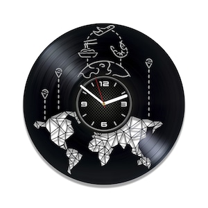 Weltreise SVG, Metall Karte Kunst, Uhr Laser geschnitten, Sofort-Download, Erde Zeichen, Holz Ausschnitte, Laser Laser geschnitten, CNC Vektor-Dateien