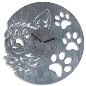 Corte a Laser de Gato, Pata de Felino SVG, Artesanato Cricut Animal, Modelo de Relógio, Vetor de Animal de Estimação, Corte de Madeira Glowforge, Download Instantâneo svg ai cdr Formatos
