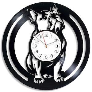 Französische Bulldogge SVG, Hund Laser Cut-Dateien, sofortiger digitaler Download, Haustier Design, Vektor-Uhr, für Cricut, für Glowforge, Schallplattenausschnitt