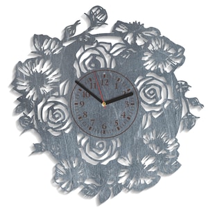 Flores SVG, Relógio Floral, Arquivos de Madeira Recortados a Laser, Arte de Buquê, Artesanato Cricut, Modelo Xtool, Arquivo de Máquina CNC, Download Instantâneo