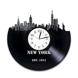 Skyline di New York in formato SVG, orologio dello Stato di New York, silhouette di paesaggio urbano, taglio laser del compensato, Xtool Design, Glowforge Crafts, download digitale