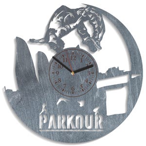 Parkour SVG, gratis lopende kunst, silhouet springen man, lasersnijden klok, instant download ai cdr svg, Glowforge ontwerp, Cricut-sjabloon