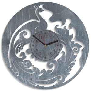 Phoenix SVG, art oiseau de feu, travaux manuels en bois Glowforge, modèle de routeur CNC, conception d'horloge, projets de découpe laser, téléchargement numérique immédiat