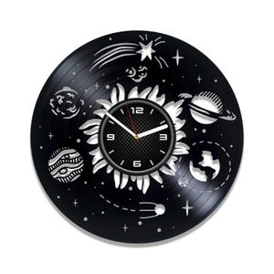 Ruimteklok, zonnestelsel SVG, planeten en sterren SVG, lasergesneden sjablonen, plasma-CNC-bestanden, vectorontwerp, instant digitale download
