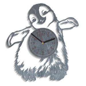 Pingüino SVG, Arte animal ártico, Ave antártica, Corte de madera contrachapada, Plantilla lista para láser, Descarga instantánea, Artesanía CNC, Vector de reloj