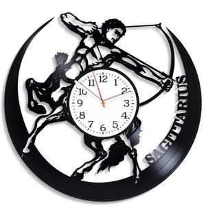 Sagittario SVG, taglio laser zodiacale, orologio astrologico, taglio compensato, file vettoriali, design cartello in metallo, download immediato, ritaglio disco in vinile