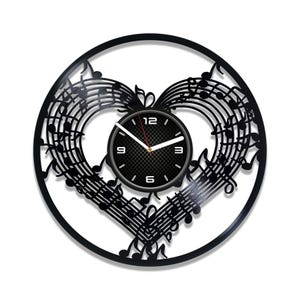 Cuore musicale SVG, Note musicali SVG, Taglio laser in metallo, Glowforge Designs, Modello orologio, CNC, Vettore, Download digitale