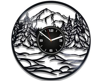 Mountain Forest Silhouette, Nature Design, Landscape SVG, Laser Ready Files, Vector Patterns, Glowforge Projects, Digital Download