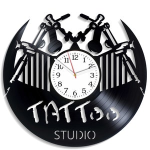Tattoo Studio Wall Art, Tattoo Machine SVG, Laser Cutting, Vector Clock, Digital Design, Metal Cutout Sign, Instant Download