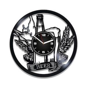 Signe de bière SVG, bois découpé au laser, téléchargement numérique instantané, horloge murale de bar, oeuvres d'art avec alcool, fichier plasma CNC, modèle Glowforge, conception de plaque en métal