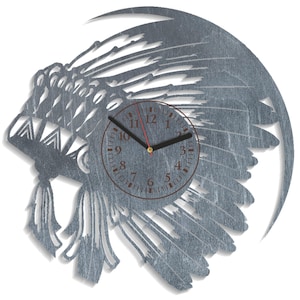 Indian Headress SVG, Laser Cutting Clock, Native America Design, Tribal Chief Art, Files For Cricut, Glowforge, Xtool, Digital Download