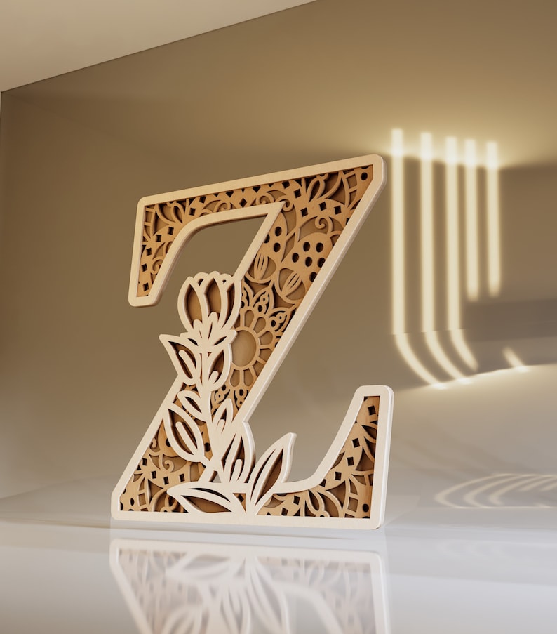 Letter Z, Layered Wood Cutting, Alphabet Mandala, Cricut, Glowforge ...