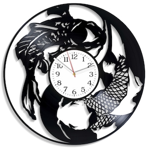 Koi Fisch SVG, Nishikigoi, Laser Cut Uhrendateien, japanische Fisch Kunst, Ying Yang Zeichen, Metall CNC Designs, Instant Download, Cricut, Silhouette