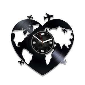 Welt reisen, Flugzeug Silhouette, Erde Herz, Schallplatte Ausschnitt, digitaler Download, Laser geschnitten Metall, Cricut Designs, Uhr Schnitt Dateien