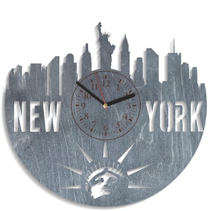 Horizonte da Cidade de Nova York, Estátua da Liberdade SVG, Design de NY, Arquivos Prontos para Laser, Corte CNC, Download Digital, Modelo de Relógio