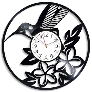 Kolibrie met bloemen SVG, vogel lasergesneden bestanden, klokontwerp, CNC snijden, voor Cricut, silhouet, vinylplaatuitsparing, digitale download