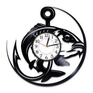 Fish On A Hook SVG, Fishing Laser Cut File, Cricut, Silhouette, Glowforge Designs, Clock CNC File, Fisherman SVG, Instant Digital Download