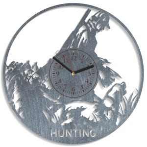Jagd SVG, Jäger und Hund Kunst, Sperrholz Laserschneiden, Cricut Design, CNC Maschine Handwerk, sofortiger digitaler Download, Uhrenmuster
