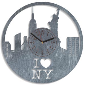 Eu amo NY SVG, Relógio de Nova York, Corte a Laser em Madeira, Arte dos Estados Unidos, Silhueta da Cidade, Design Xtool, Vetor de Horizonte, Download Instantâneo