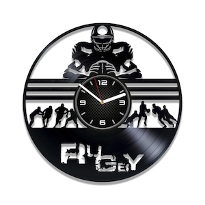 Joueur de rugby, disque vinyle SVG, fichier de sport découpé au laser, projets Cricut, vecteur d'horloge, conception de l'équipe de football, téléchargement numérique