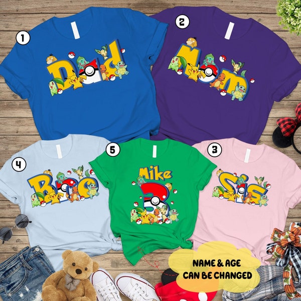 Pikachu Birthday Family Matching Customized PNG Designs, Personalized Pokemon Birthday PNG, Family Birthday Shirt, Gift For Birthday