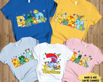 Personalized Pokemonn Birthday Girl Shirt Design, Pikachu Birthday Family PNG, Birthday Family Matching PNG, Gift For Family