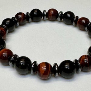 Red Tiger Eye, Black Obsidian, and Hematite “Triple protection bracelet”