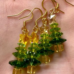 Gold Star Post with Multi Green Crystal Tree Earring main image 1