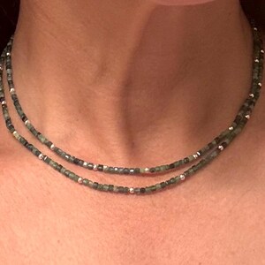Natural gorgeous Blue Tourmaline faceted CUBE beads (Rare find!) minimalist double wrap bracelet, anklet, or necklace! image 6
