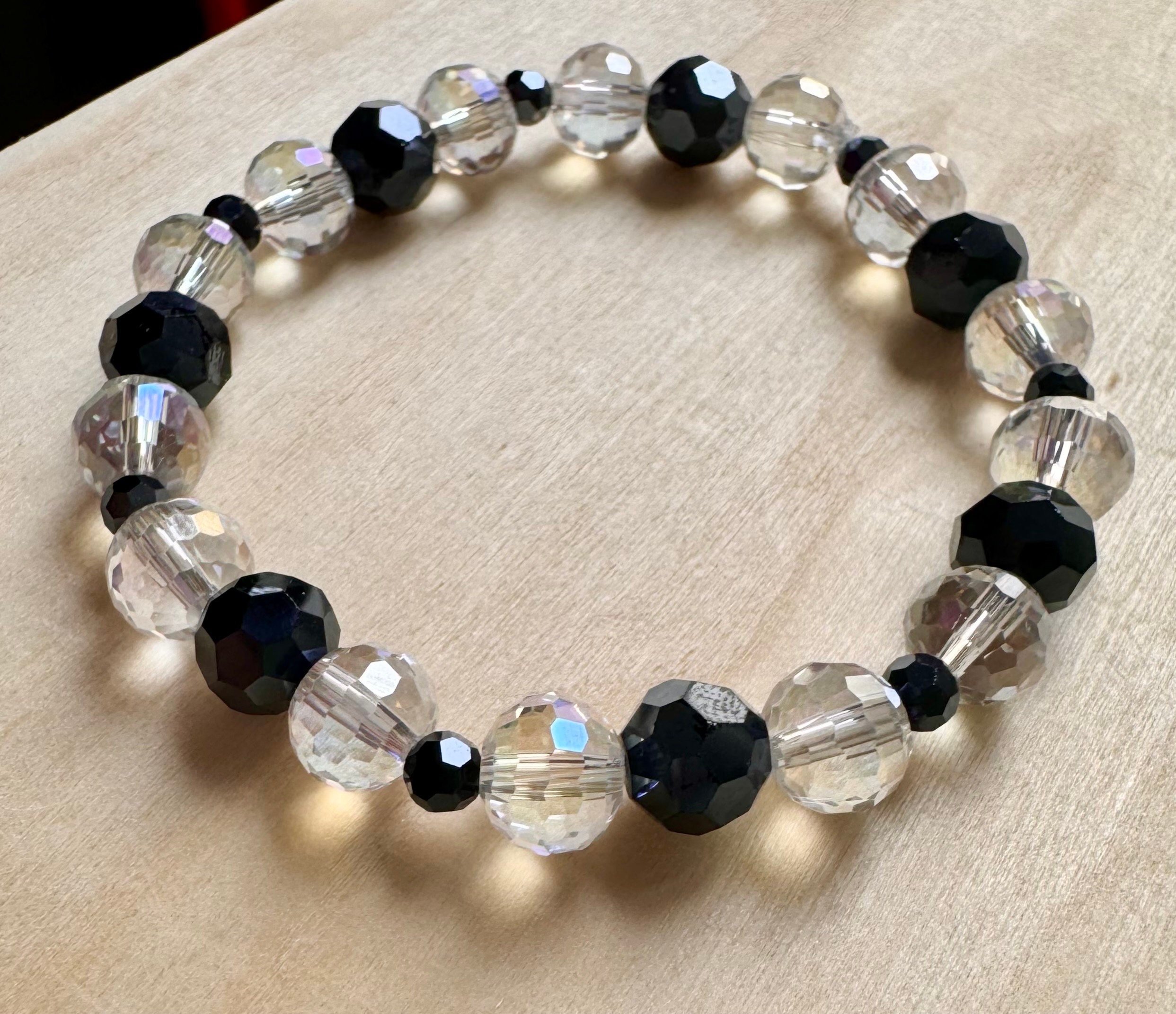 Yin and Yang bracelet made with genuine Swarovski Crystals