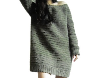 Patrón de vestido de suéter de crochet extragrande / S-XL (Patrón PDF)