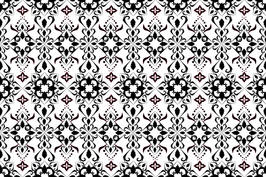 Luxurious Fabric Pattern Painting in Black and White Tones, Featuring ...
