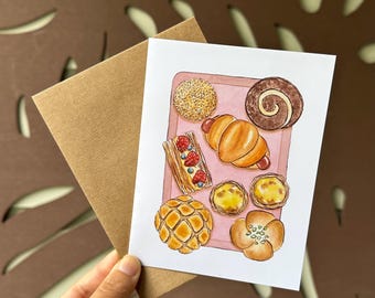 Asian Desserts Greeting Card - Watercolor Painting - Stationary