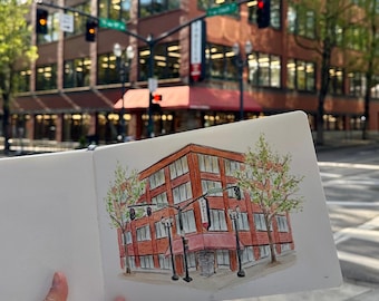 Powell’s Bookstore Watercolor Painting - Portland, Oregon - 5x7 Print