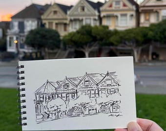 Custom Ink Drawing - Handmade Sketch - Commission - House Portrait, Shopfront, Landmark, Wedding Venue