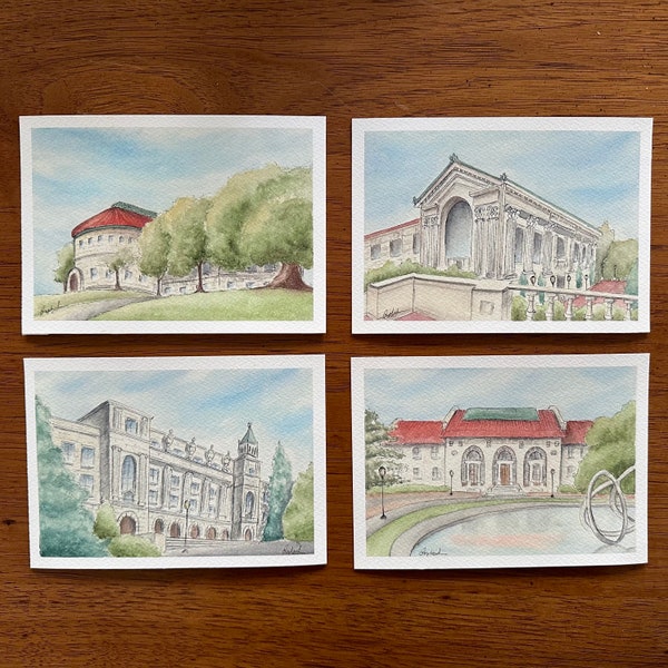 Berkeley Collection - Set of 4 Watercolor Giclee Prints - 5x7 Inches