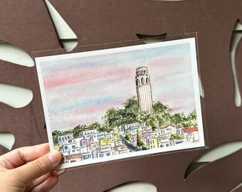 Coit Tower Print - Watercolor Painting - North Beach, San Francisco