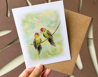 Parrots Greeting Card - Watercolor Painting - San Francisco, California - Stationary