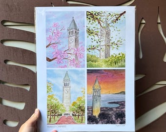 Berkeley Campanile Print - 11x14 - Watercolor Painting