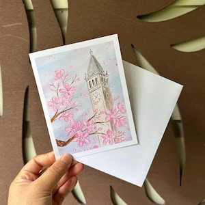 Grußkarte - UC Berkeley Campanile with Cherry Blossoms - Stationär