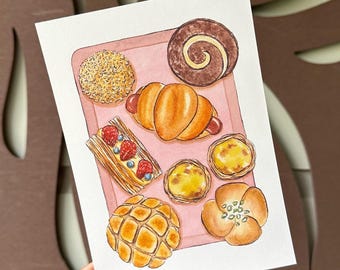 Asian Desserts Print - Watercolor Painting