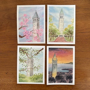 UC Berkeley Campanile Collection - Set aus 4 Aquarell Drucken - Postkarten - 13x18 cm