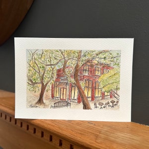 Coffee Shop Aquarell Druck - Down-Down-Davis - 13x18-Postkarte