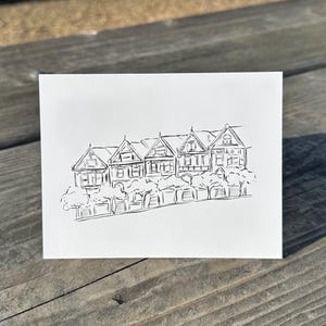 Painted Ladies Druck - 13x18 Postkarte - San Francisco, California Briefpapier