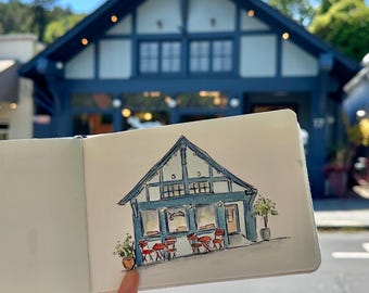 Handmade Watercolor Painting - Custom Commission - Shopfront - House Portrait - Wedding Venue