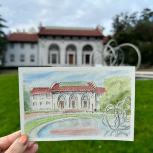 Monumento Hearst de la Universidad de California en Berkeley - Acuarela - Impresión de postal - 5x7