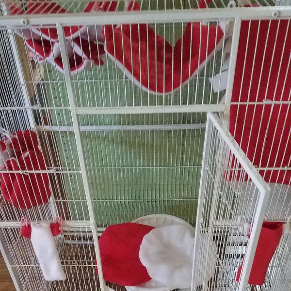Treadmill / exercise wheel and cage set combo for Sugar gliders and other small animals. Red/White