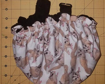 Corner Fleece Sleeping Pouch: Sugar Glider Print, Hanging Loops