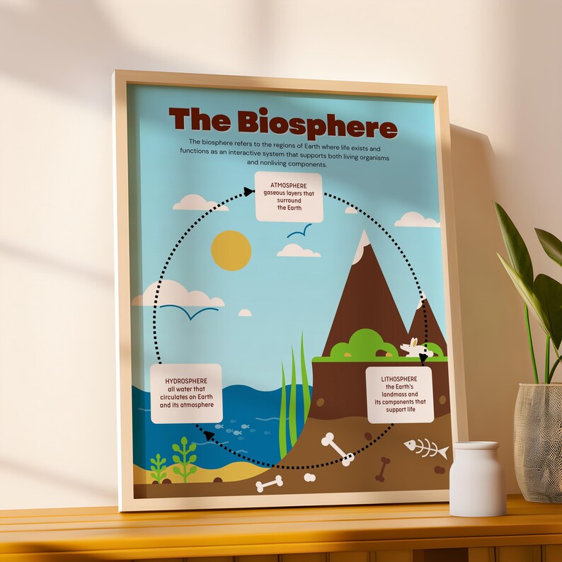 Biosphere Poster – Earth’s Living System Diagram, Ecology Classroom ...